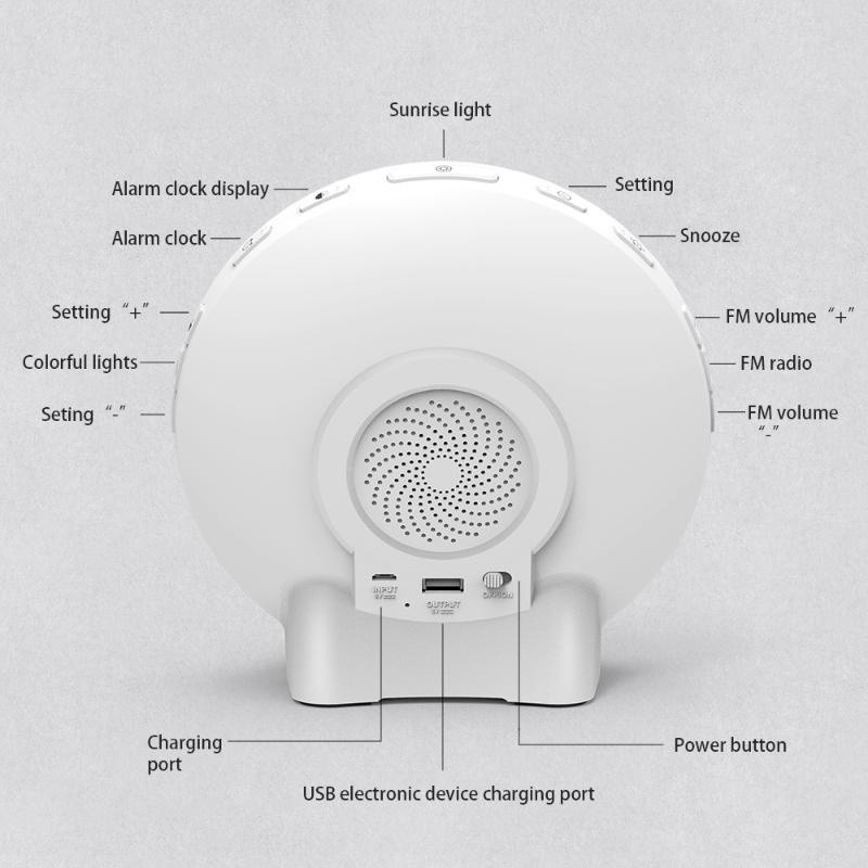 Colorful Led Wake-up Alarm Light, Sunrise And Sunset Charging Room Night Light Atmosphere To Simulate Nature