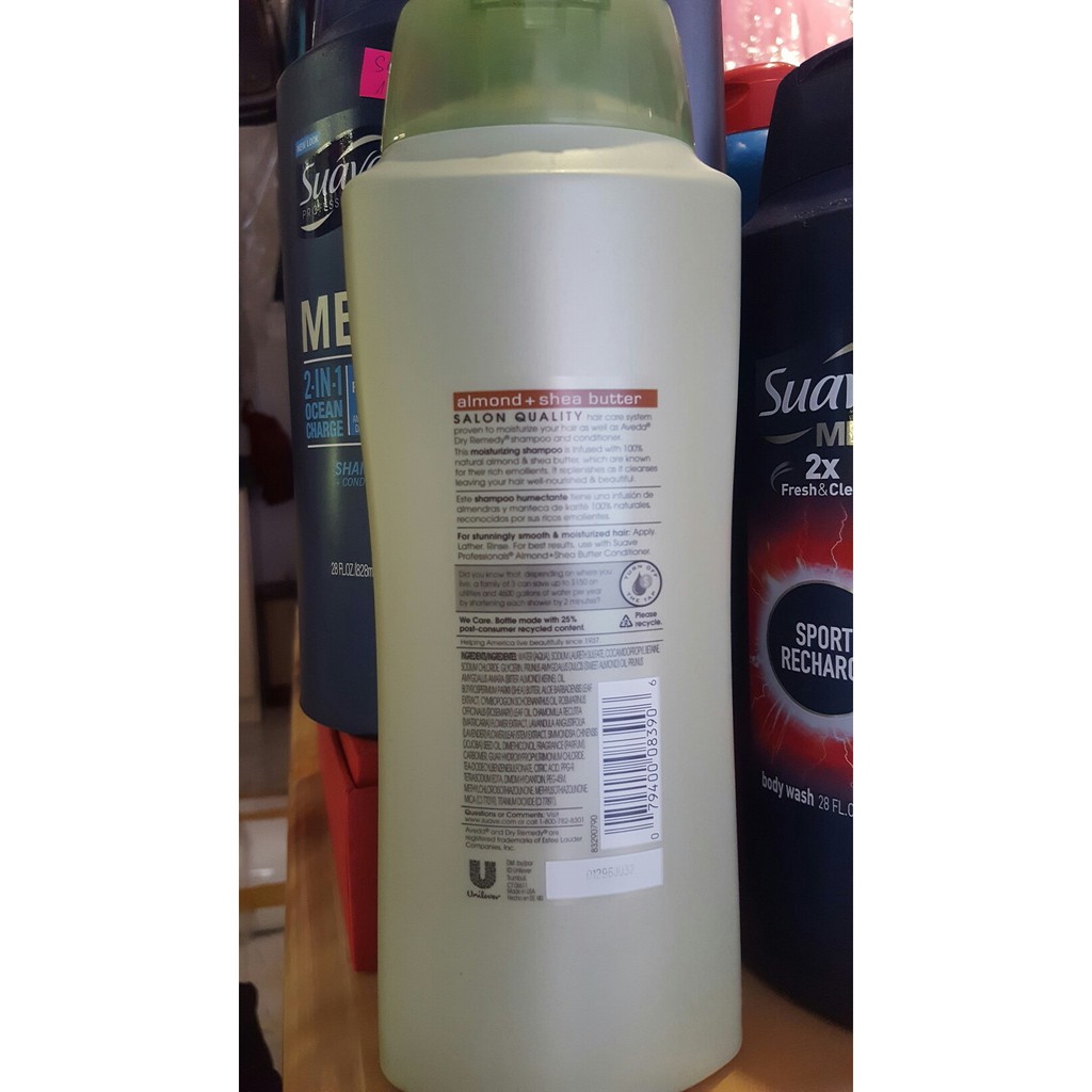 DẦU GỘI/ XÃ TINH CHẤT BƠ HẠNH NHÂN- Suave Professionals Almond  Shea Butter Shampoo  337ml/ 443ml/828ML TỪ MỸ. mẫu mới