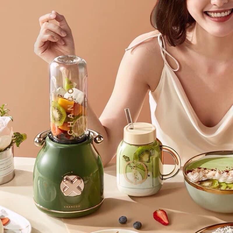 Máy xay sinh tố hoa quả trái cây cao cấp CHANCOO kiểu dáng cổ điển màu xanh/trắng/hồng bh 12 tháng
