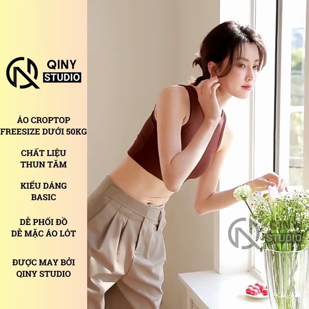 Áo croptop nữ QINY STUDIO áo ba lỗ không tay ôm body chất thun gân co giãn tốt kiểu Basic Ulzzang | BigBuy360 - bigbuy360.vn