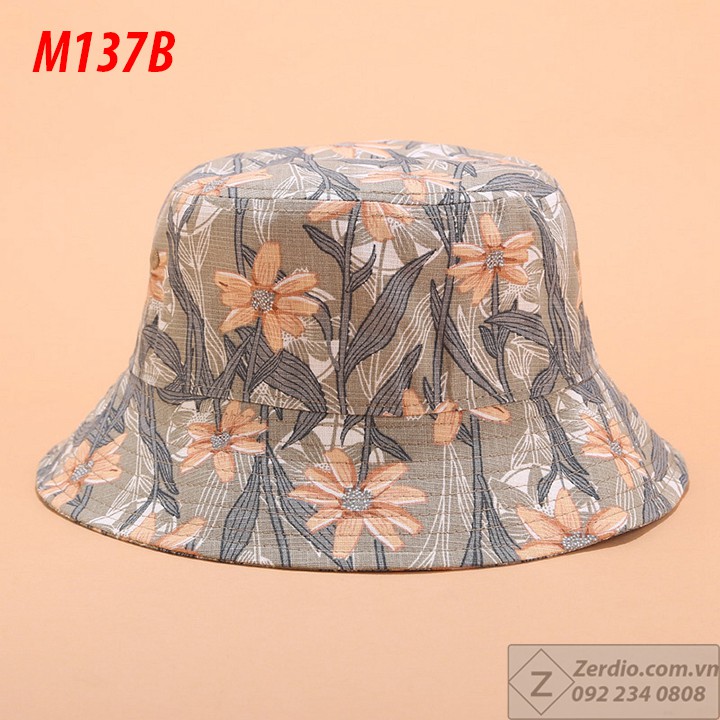 Nón bucket tai bèo nam nữ họa tiết cây hoa lá đẹp chất liệu cotton cao cấp