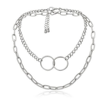 Vòng cổ choker nhiều lớp mặt hình vòng tròn thời trang cho nữ