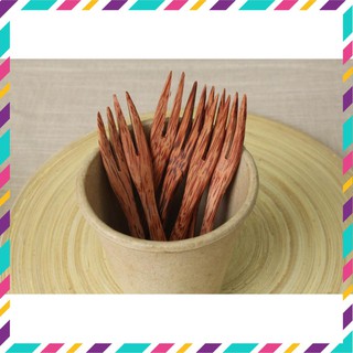 [ HOT ] Nĩa gỗ dừa 2 ngạnh / Nĩa gỗ dừa / Nĩa ăn hoa quả -  Đồ Gia Dụng Tre