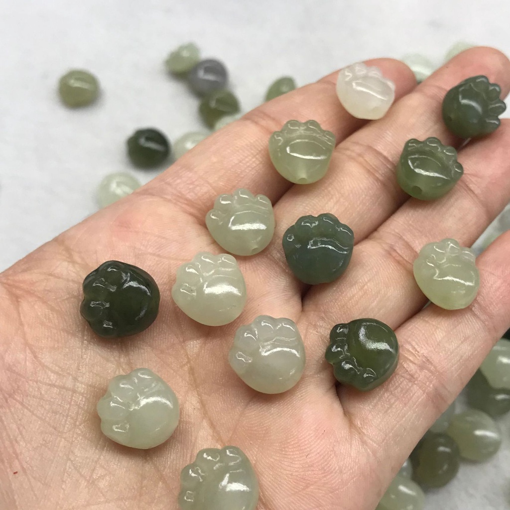 Bingyingge Chuỗi Hạt Đá Hetian Tự Nhiên Hình Móng Vuốt Mèo Cỡ Nhỏ Dùng Làm Vòng Tay / Dây