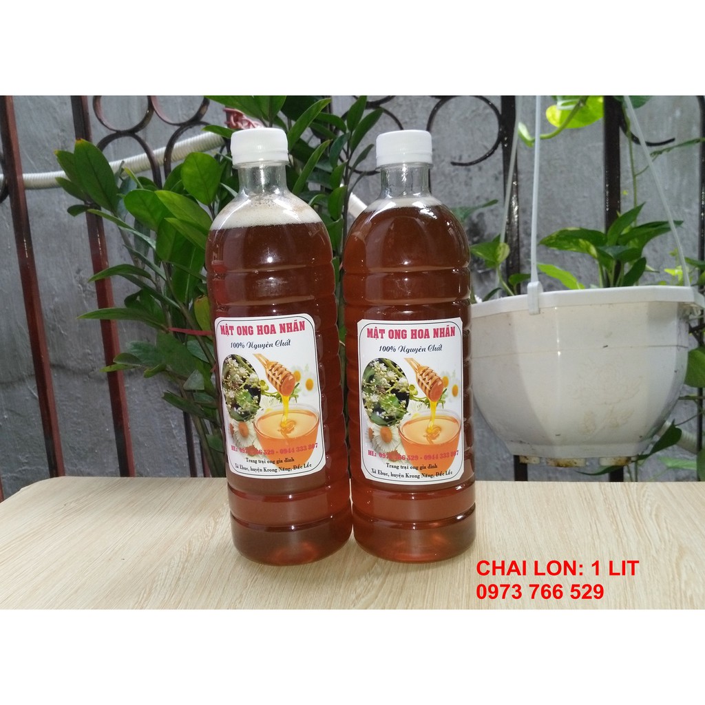 Mật ong hoa nhãn Sạch: 100% Nguyên Chất (Chai 1000ml)@mật ong nhãn