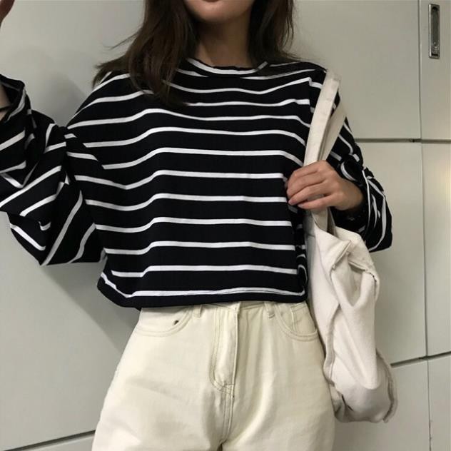 Áo Croptop Kẻ Dài Tay Ống Rộng Ulzzang (Shop Bán Áo Croptop Đẹp)