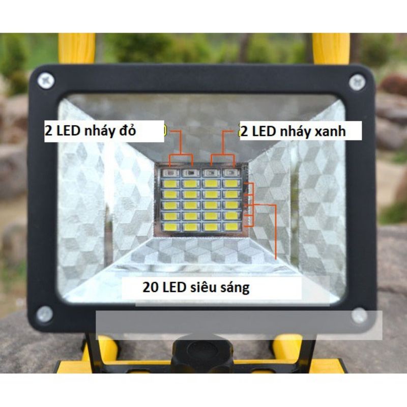 Đèn Led Xách Tay Đa Năng 30W Dùng Cắm Trại, Đèn Câu Cá Tặng kèm Pin