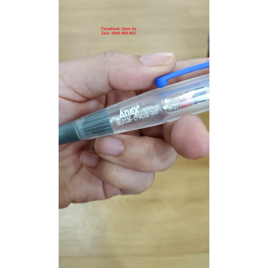 Bút thử điện Anex Nhật Bản No.2036-L đo thông mạch hiển thị đèn Led