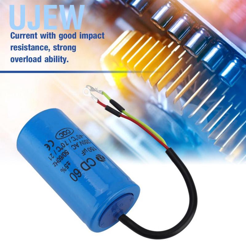 Tụ Điện Kèm Dây Nối Cho Máy Nén Khí Ujew Cd60 250v Ac 150uf 50/60hz