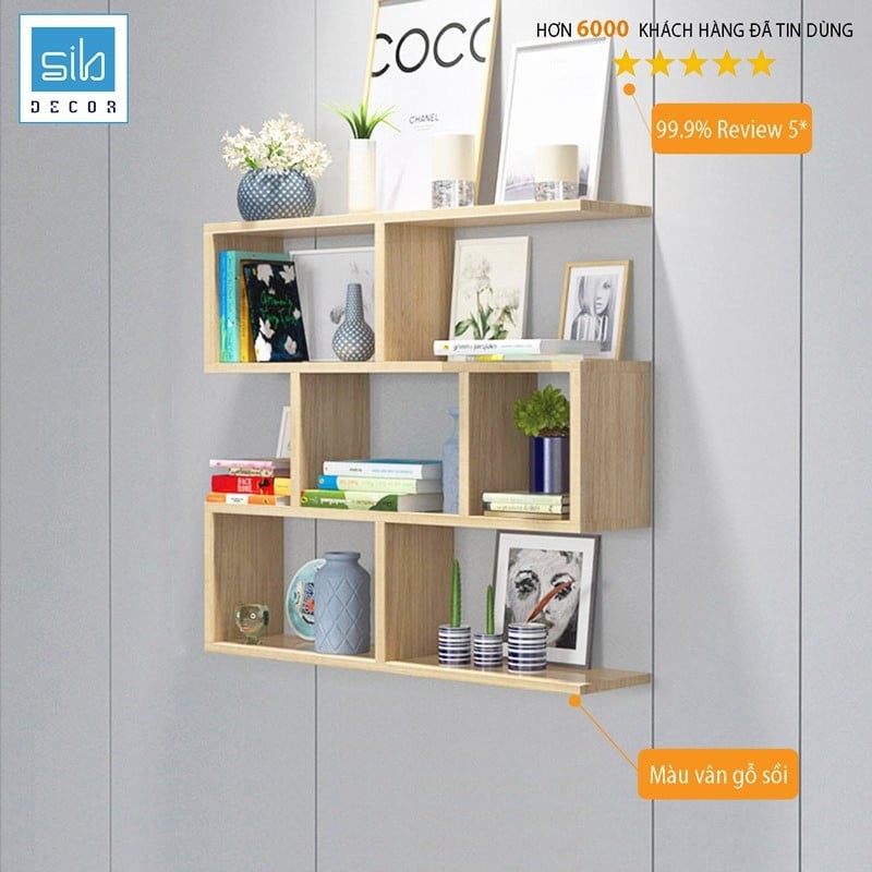 Kệ Sách Gỗ Treo Tường 4 Tầng Đơn Giản Mà Đẹp SIB DECOR 120 x 82 x 15cm (Nhiều màu) CÓ BÁN SỈ