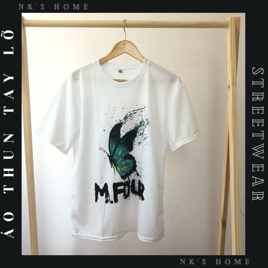 Áo thun tay lỡ unisex M.FOUR BƯỚM CÁ TÍNH thiết kế dày dặn- Áo phông nữ form rộng cho cặp đôi phong cách hàn quốc