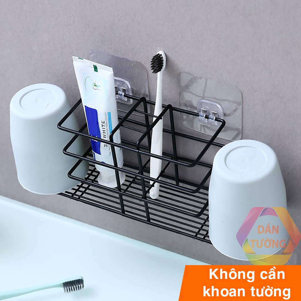 Kệ kem đánh răng, giá kệ để treo bàn chải đánh răng kim loại dán tường nhà tắm chống thấm cao cấp - K125