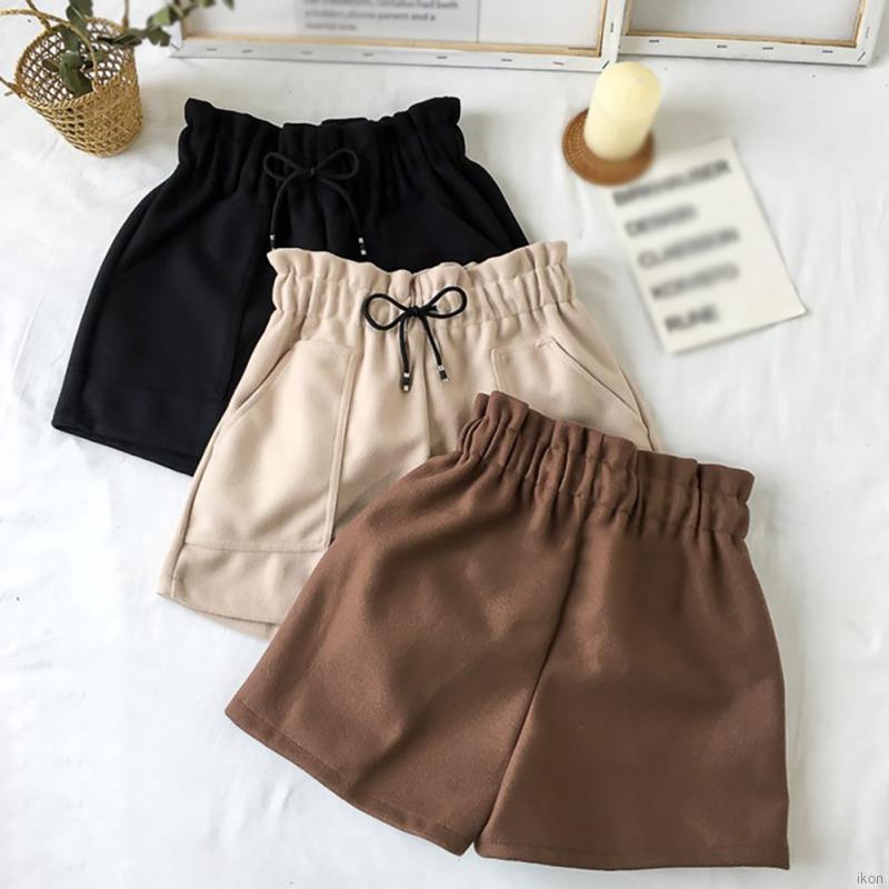 Quần Short Lưng Cao Phối Túi Thiết Kế Dáng Rộng Thoải Mái