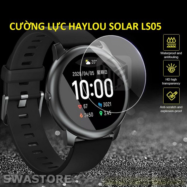 Cường lực Haylou Solar LS05, dán màn hình đồng hồ Haylou Solar, SWASTORE, Tặng kit vệ sinh màn