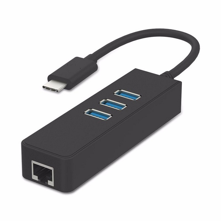 Hub Type C ra 1 cổng Lan + 3 cổng Usb 3.0 - Hub Type C