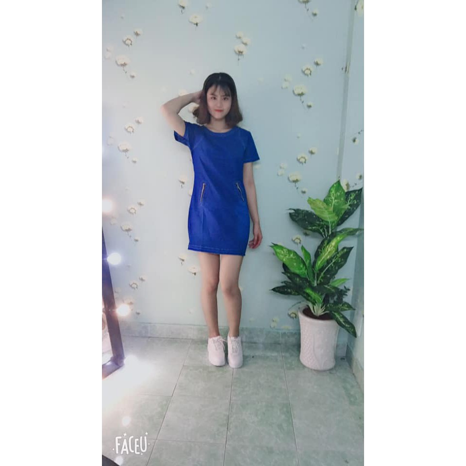 [SALE HOT] - ĐẦM JEAN CỔ TRÒN PHỐI TÚI DÂY KÉO – MS: D725 | BigBuy360 - bigbuy360.vn