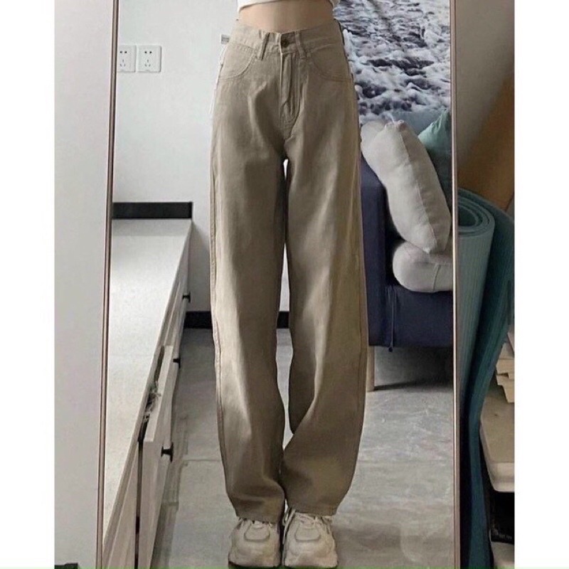 Quần Jean Nữ Ống Rộng - Quần Bò Nữ Ống Rộng Gài Eo Nữ Màu Trắng Kem, Nâu Sữa  Ulzzang Unisex mặc lên cực tôn dáng | BigBuy360 - bigbuy360.vn