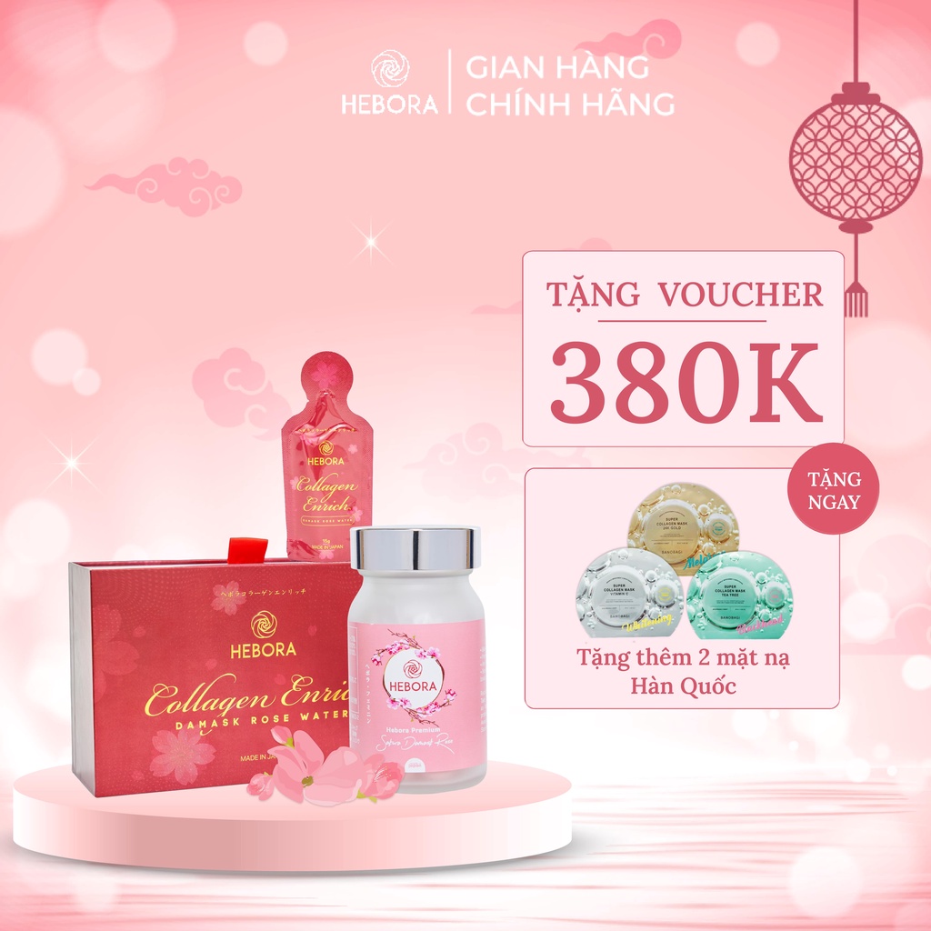 Combo Hebora Collagen Enrich và viên uống tỏa hương Hebora Premium Sakura chính hãng