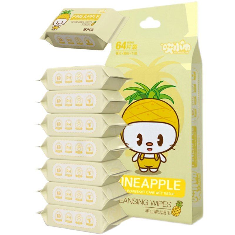 Khăn Giấy Ướt Mini Bỏ Túi 64 Tờ, Khăn ướt mang đi du lịch nhỏ gọn tiện lợi bỏ vừa túi xách