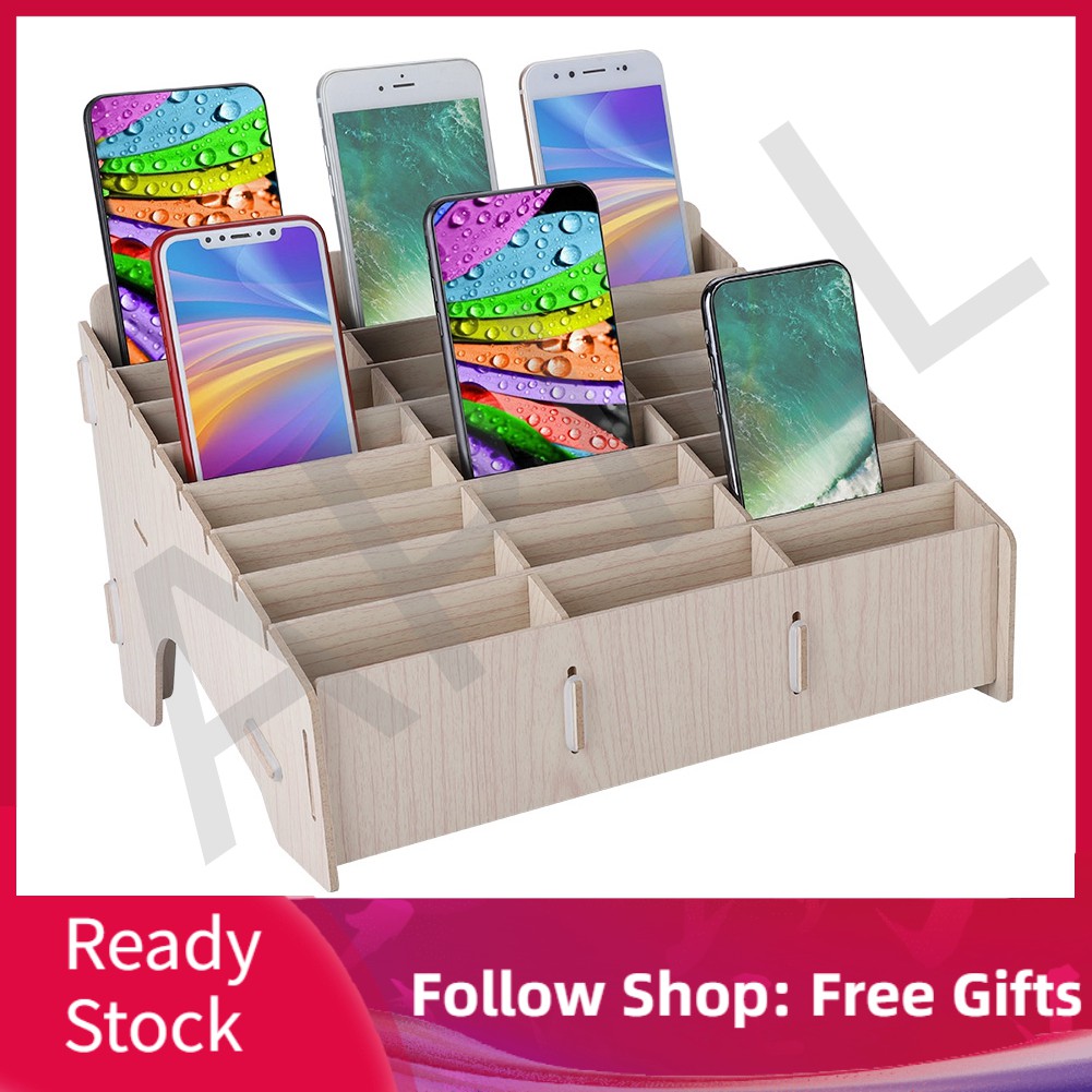 [Seller Recommend] Hộp để điện thoại có nhiều ngăn để bàn bằng gỗ tiện dụng