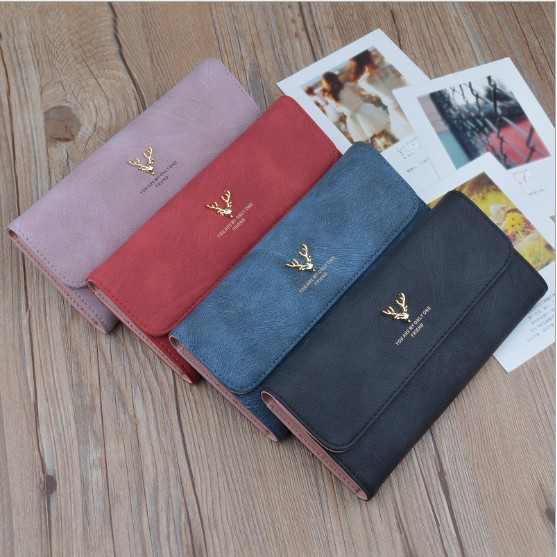 Ví nữ gập dáng dài sừng hươu khóa bấm chất siêu đẹp GSH125