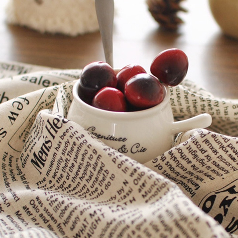 Khăn Trải Bàn Vải Lanh Cotton Họa Tiết Tờ Báo Phong Cách Vintage
