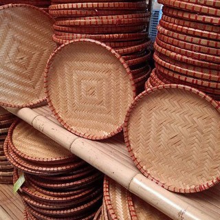 Mẹt tre đựng đồ ăn vặt mẹt viền đỏ Phương Nam