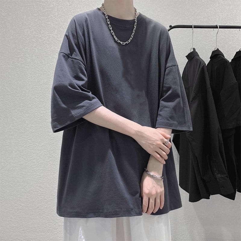 Áo Thun Tay Ngắn Dáng Rộng Thời Trang Mùa Hè Phong Cách Hồng Kông Cá Tính Cho Nam