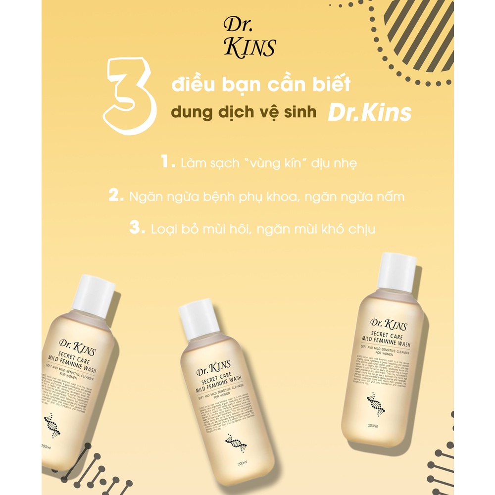 Dung Dịch Vệ Sinh Phụ Nữa Độ PH 5.5 Dưỡng Ẩm Dịu Nhẹ Drkins Secret Care Mild Feminine Wash 200ml- KOBE YOUNG