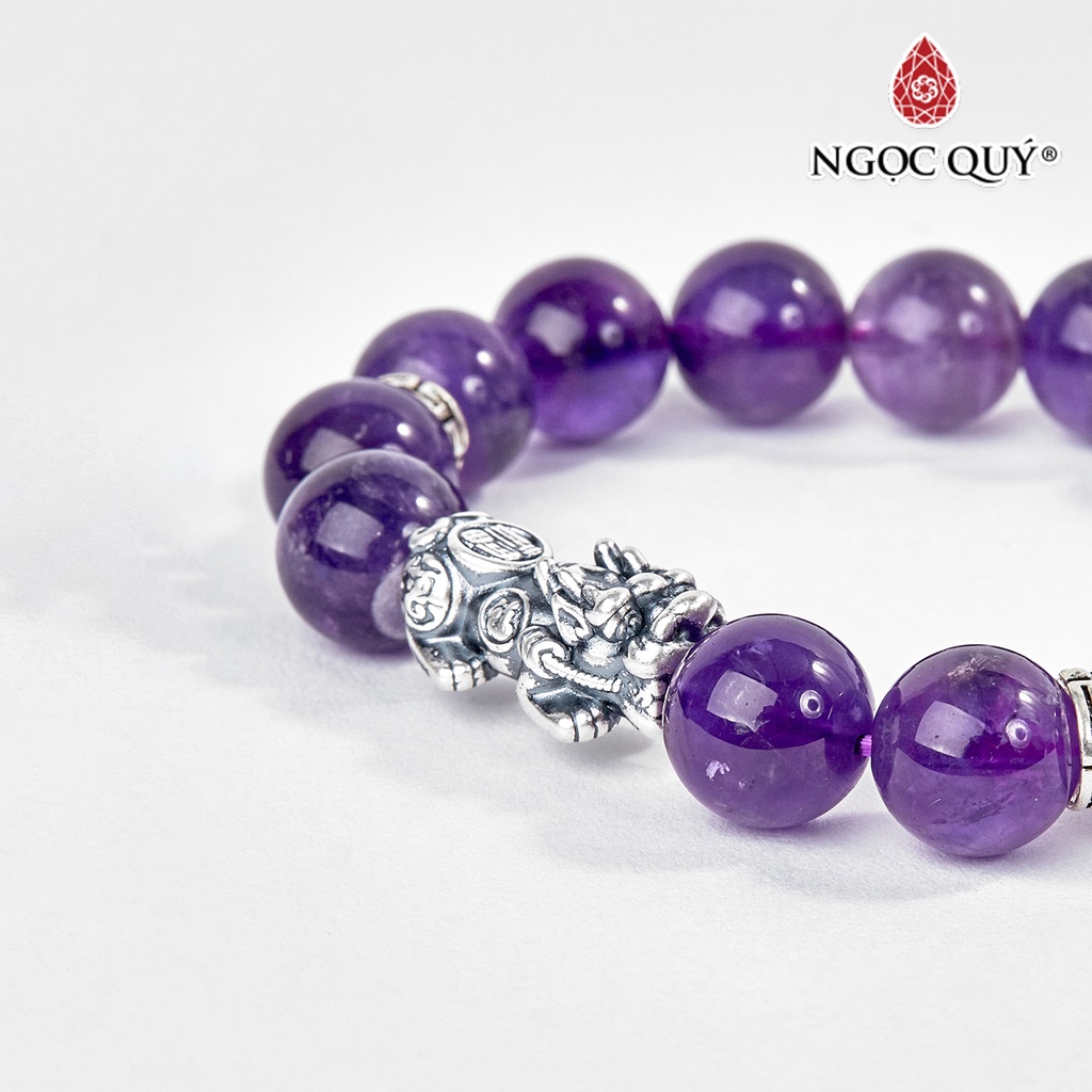 Vòng tay TA tím phối charm tỳ hưu bạc - Ngọc Quý