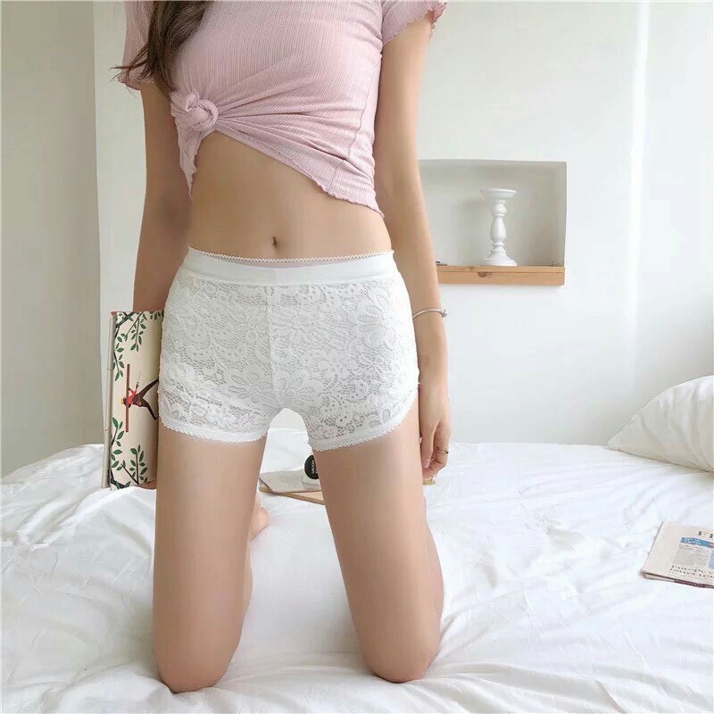 Quần Đùi Mặc Váy Ren Hoa Ba Màu, Quần Lót Váy Trơn Phối Ren Gợi Cảm [Ảnh Chụp Thật] - OQ062