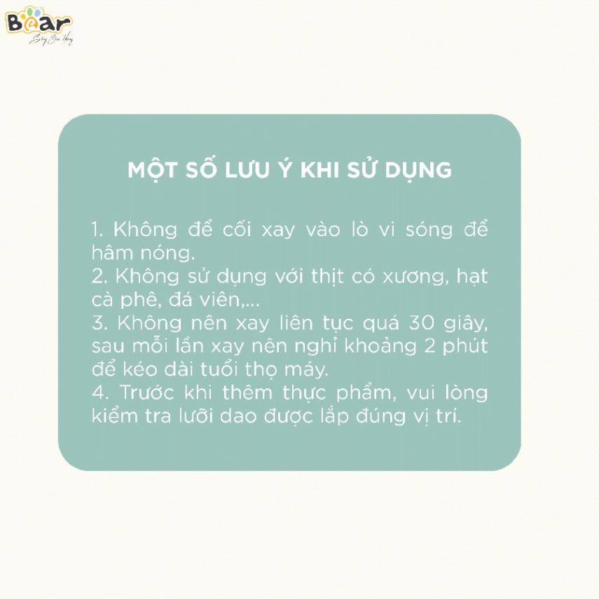 Máy Xay Đa Năng BEAR 600ml Dành Cho Bé Ăn Dặm Bản Quốc Tế BH Chính Hãng 18 Tháng