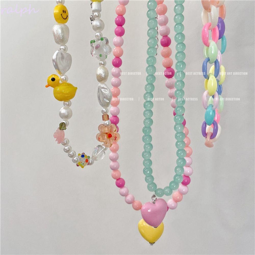 Vòng cổ Hạt Ngọc Trai Nhiều Màu Hình Hoa Mặt Cười Phong Cách Bohemian Đơn Giản Thời Trang Mùa Hè Cho Bạn Thân