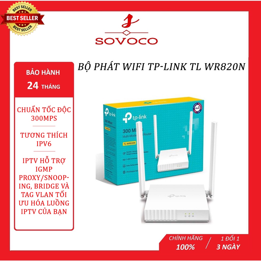 Bộ phát wifi TP-Link TL WR820N Wireless N300Mbps, bộ phát wifi giá rẻ chính hãng