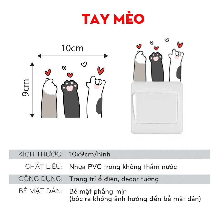 Trang trí ổ điện miếng dán tường công tắc hình dễ thương con vật cute dog cat 1204 | BigBuy360 - bigbuy360.vn