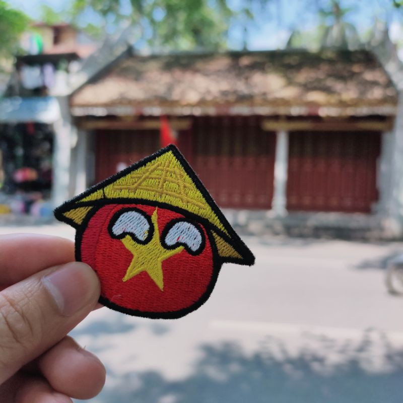 Sticker logo patch nhám gai lông bông dán xé, hoặc ủi thêu may  khâu Nón lá cờ  Việt Nam troll thế giới