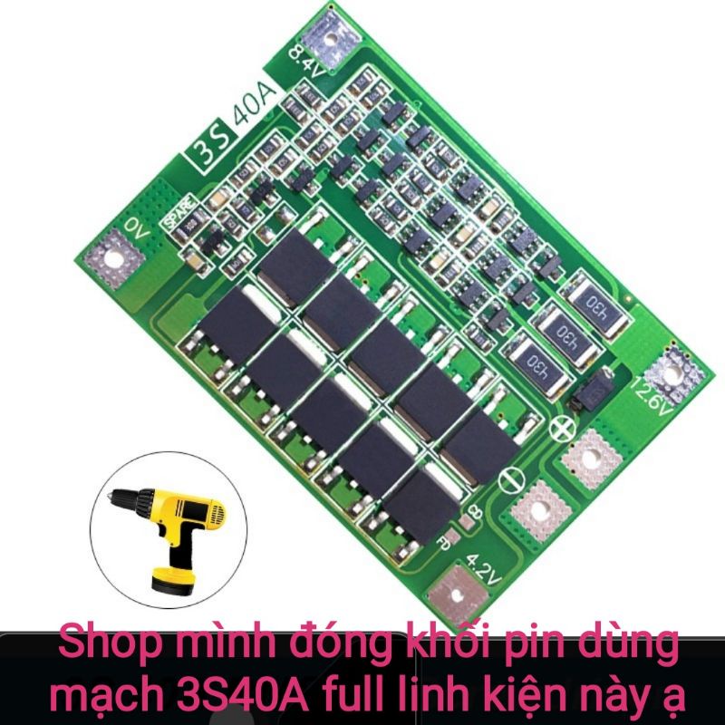 Khối Pin National 3S_2P_12,6V40A hàn sẵn dây