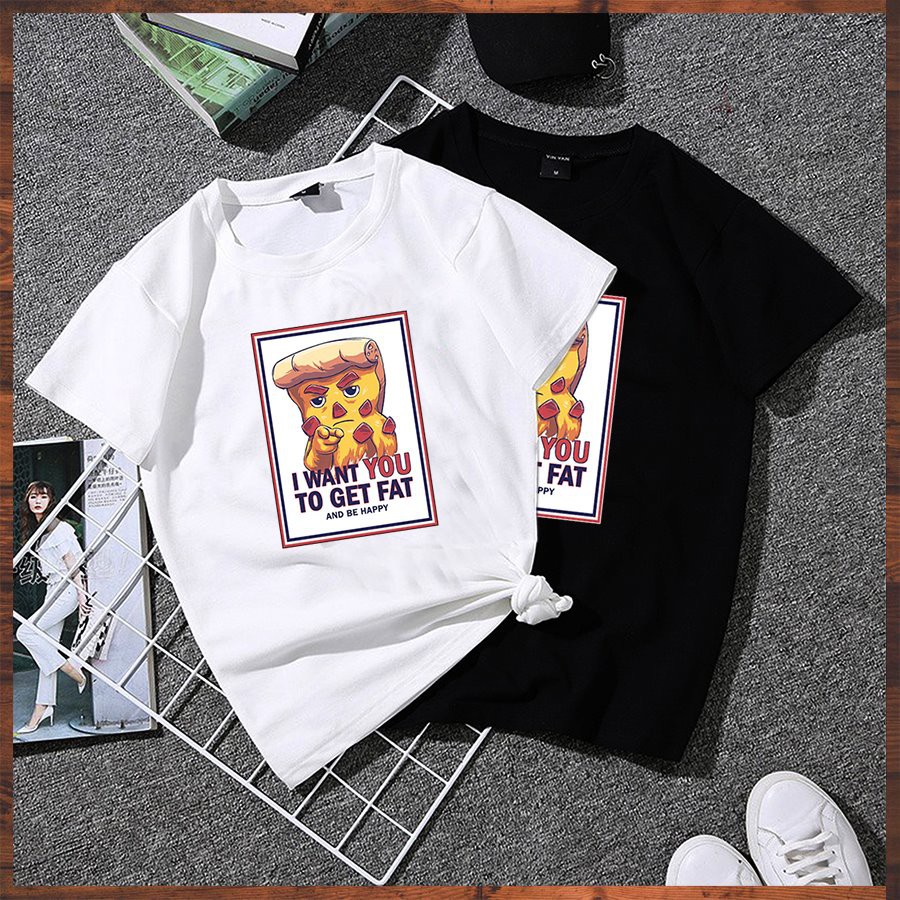 Áo thun nữ tay lỡ form rộng pizza mập vải dày mịn 20NU1118