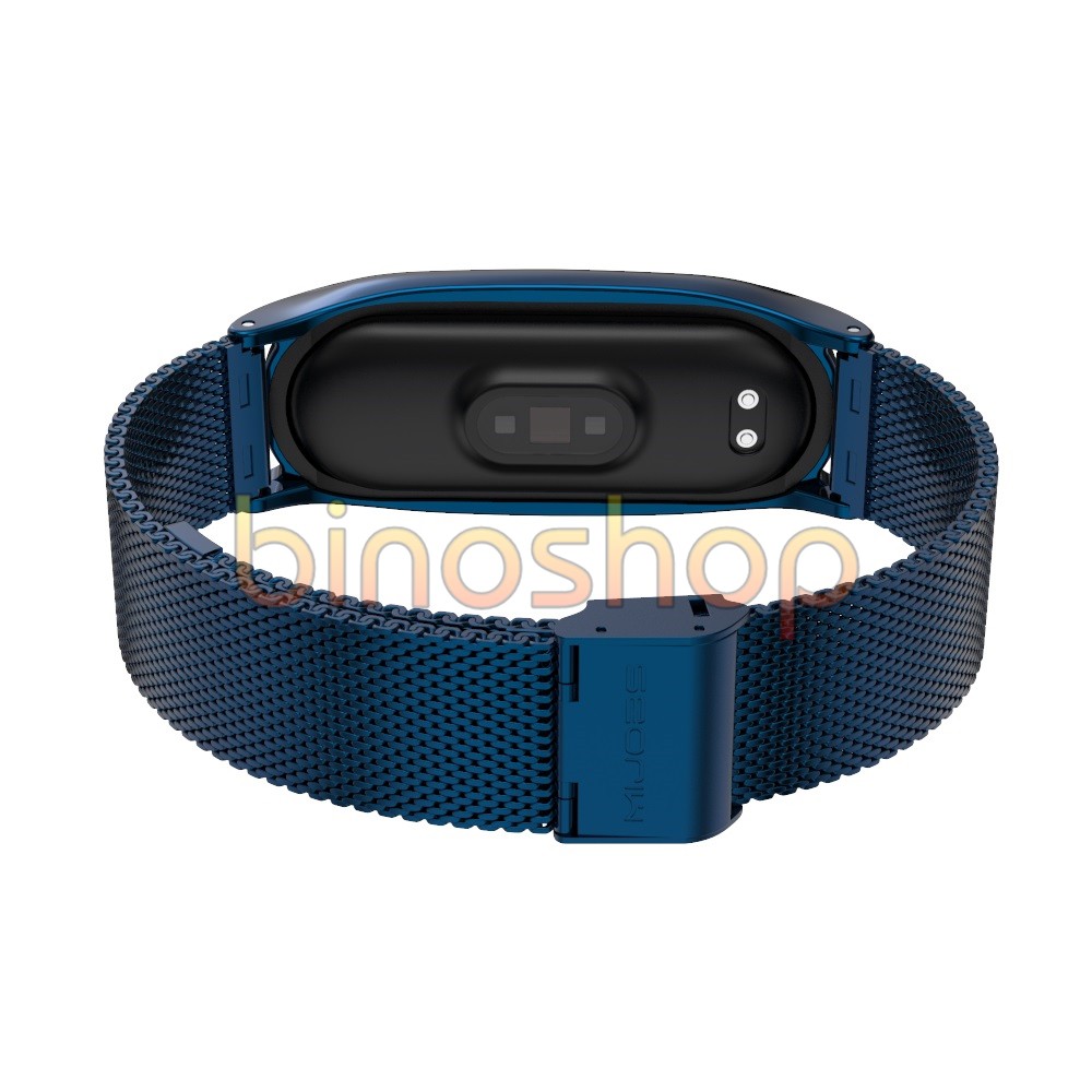 Dây đeo miband 4 kim loại khóa bấm viền cong CS, dây đeo thay thế mi band 4 khóa bấm viền cong CS MIJOBS