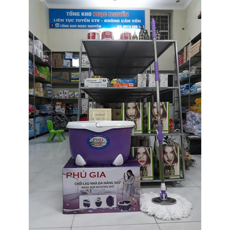 Bộ chổi lau nhà Phú Gia MSO3 &amp; MSO4 xoay 360độ