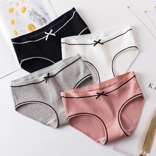 Quần lót nữ cotton gân tăm gắn nơ, quần lót nữ dễ thương kiểu Nhật thoáng khí Kazila QL10