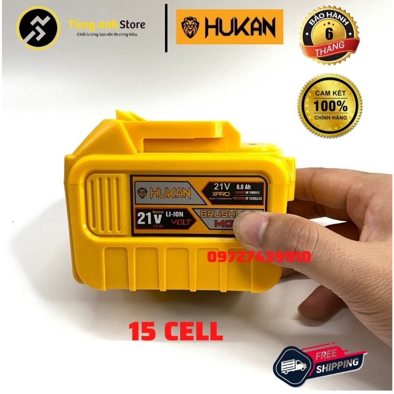 Pin Máy Khoan, Siết Bulong HuKan 15cell 10cell chính hãng.