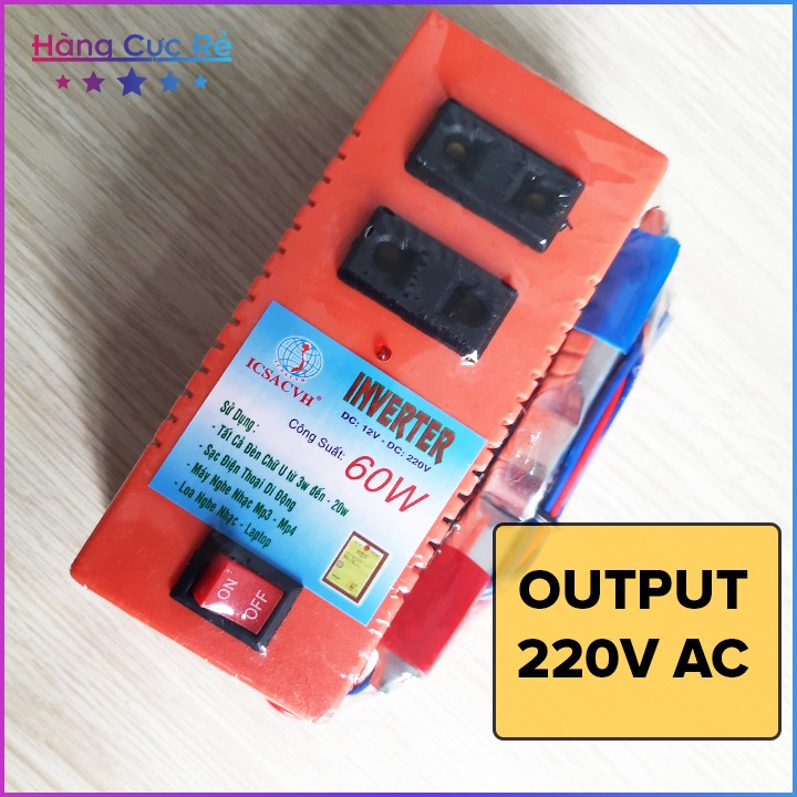 Thiết bị biến điện 12v ra 220v công suất 60W + Tặng vít thử điện ⚡Frreeship⚡ Shop Hàng Cực Rẻ