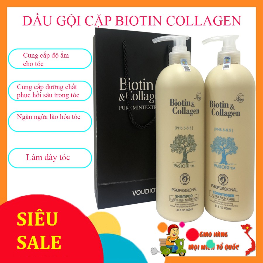 Giá Hot Dầu Gội Cặp, Dầu Gội - Xả Biotin Collagen - Dưỡng Tóc, Cung Cấp Độ Ẩm, Phục Hồi Hư Tổn. 1 Đổi 1 Trong 7 Ngày