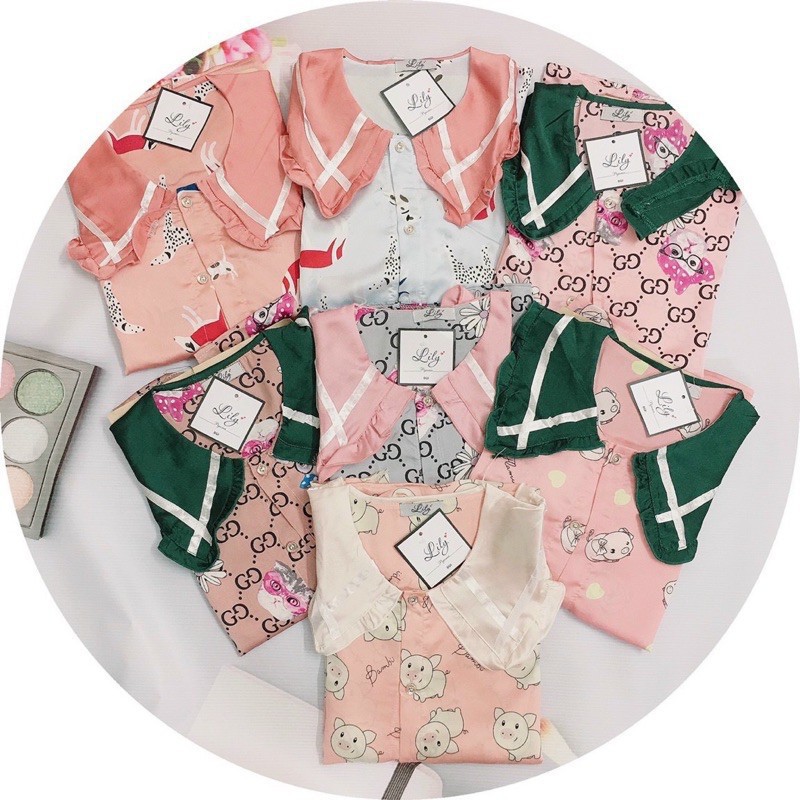 Đồ Ngủ🌸Đồ Bộ Pijama🌸Bộ Lụa Pijama Quần Sooc Họa Tiết Phối Bèo Dễ Thương | BigBuy360 - bigbuy360.vn