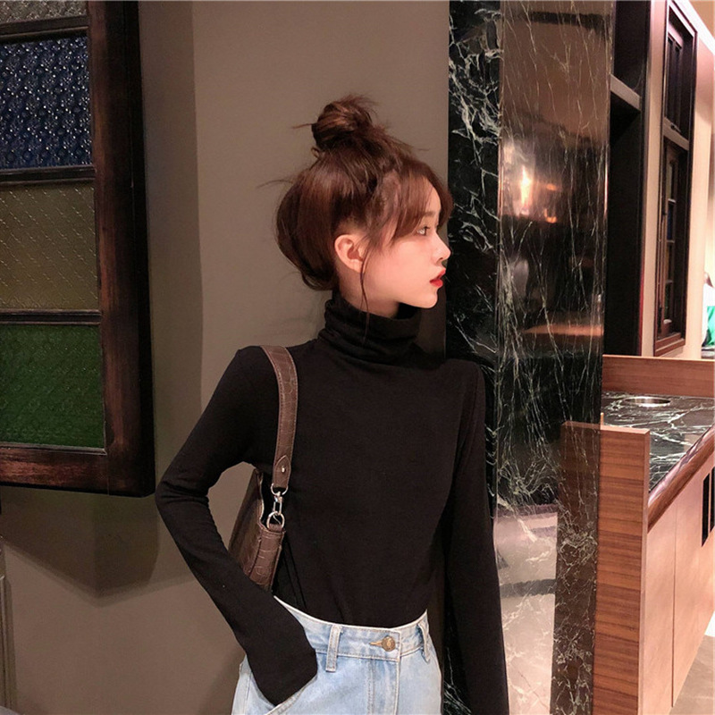 Áo thun SUXI tay dài cổ cao thời trang mùa thu trẻ trung dành cho nữ