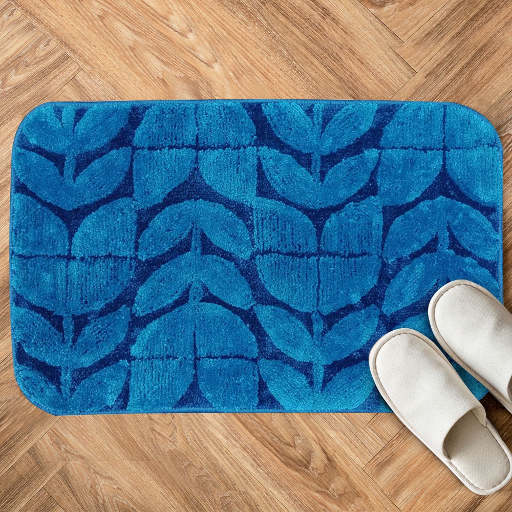 HomeBase HLS Thảm trải sàn Microfiber mềm mại và thấm hút tốt IRIS Thái Lan W45XH70xD0,3cm màu xanh dương