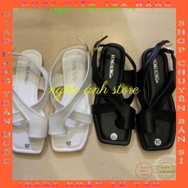 Dép sandal nữ xỏ ngón 2 quai chéo đế bệt, dép quai hậu học sinh đ