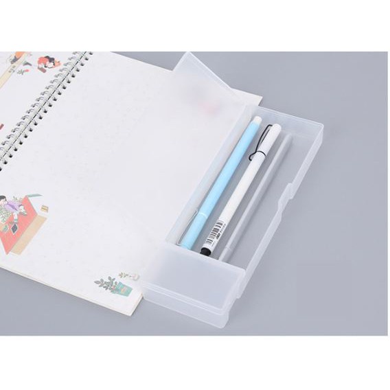 Hộp bút nhựa trong màu trắng - thích hợp tự decol trang trí