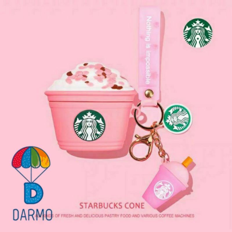 (Order 10 ngày) Case bảo vệ Airpods Pro/1/2 cốc cà phê starbucks frappuccino sakura mẫu 1 kèm móc